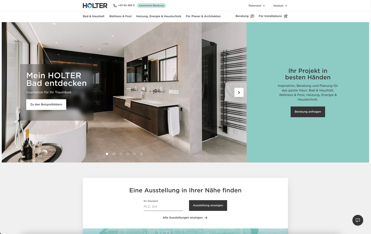 Die neue HOLTER Website ist Anlaufpunkt für Installateurbetriebe, ArchitektInnen, PlanerInnen und KonsumentInnen.