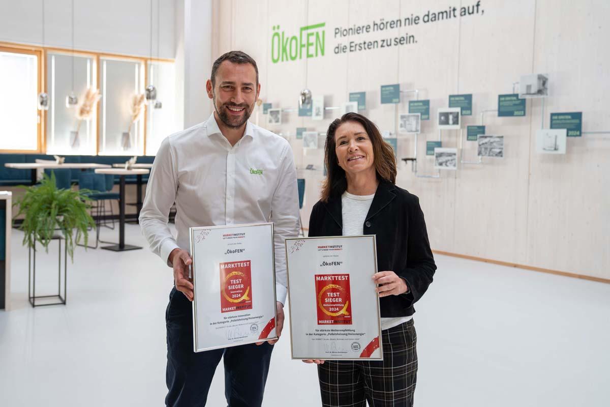 v.l.n.r.: Stefan Ortner, Geschäftsführer ÖkoFEN, Birgit Starmayr, Institutsleitung MARKET INSTITUT