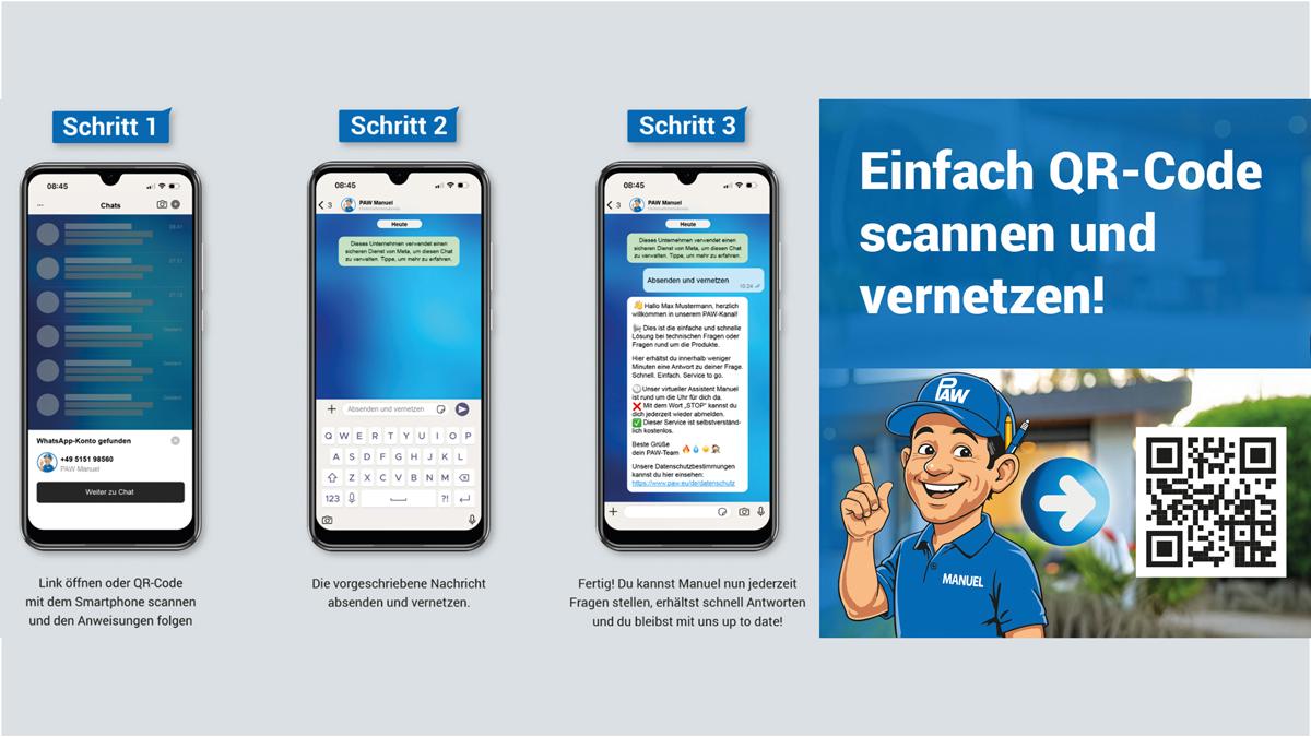Einfach scannen, vorgeschriebene Nachricht absenden und vernetzen: 