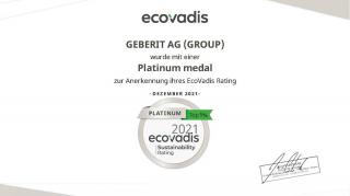 Bereits zum zweiten Mal in Folge erhält die Geberit Gruppe für ihr Nachhaltigkeitsmanagement eine Platin-Auszeichnung von Ecovadis.