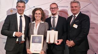 vlnr:  LAUFEN Austria: Christian Schäfer, Managing Director, Regine Perina, Finance Manager, Thomas Weißenböck, Quality & Environment Manager und Christian Babinetz, Sales Manager