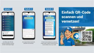 Einfach scannen, vorgeschriebene Nachricht absenden und vernetzen: 