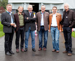 Freuten sich über das große Interesse beim zehnten Vorarlberger Solar- und Wärmepumpentag: Umwelt-Landesrat Erich Schwärzler, der Energiebeauftragte des Landes, Adi Gross, Vorstand Christof Germann, Frank Widmann und Martin Seeberger (jeweils illwerke vkw
