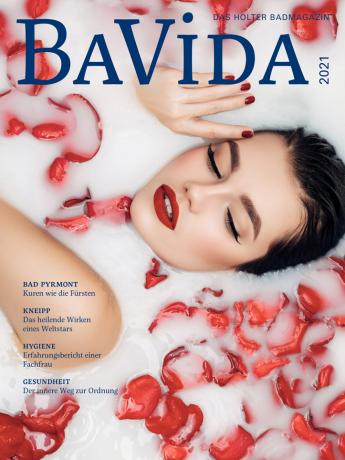 Das neue HOLTER Badmagazin BAVIDA 2021 bietet Inspiration und Information rund um Wellness und Spa – vorwiegend aus der Produktwelt der HOLTER Eigenmarke concept.