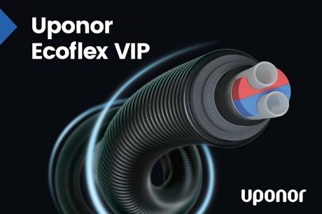 Dank des innovativen Dämmstoffs verbindet das neue vorgedämmte Rohr Uponor Ecoflex VIP für Nahwärmenetze eine hervorragende Dämmleistung mit hoher Flexibilität, kleinem Durchmesser und nachhaltigem Design.
