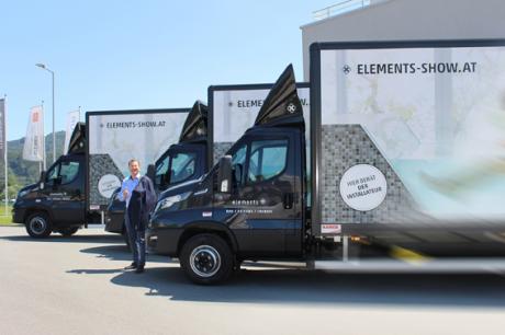 Bernhard Zwielehner, Chef der STEINER HAUSTECHNIK, freut sich über die hochmodernen LKW