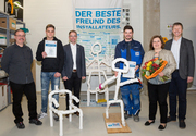 Josef Hemetsberger (Firma Hemetsberger), Daniel Menyhart (2. Platz), Herbert Aichinger (phg Wagner Haustechnik), Mathias Premrou (1. Platz), Andrea Betz (Jurymitglied), Robert Schimpf (Installationsverantwortlicher Wagner Haustechnik).